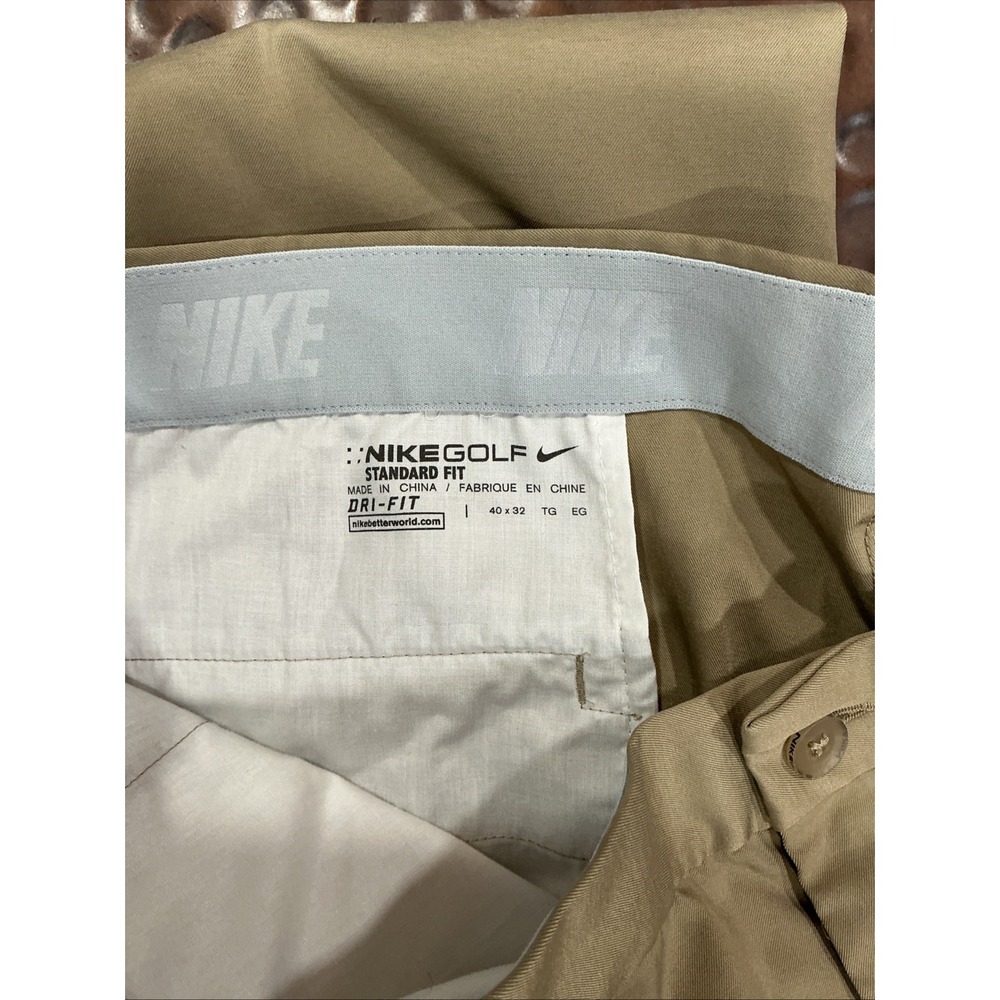 Nike Golf, Dri-fit Golf Pants, Men's 40x32, Beige, Flat Front, Stretch - Picture 6 of 8